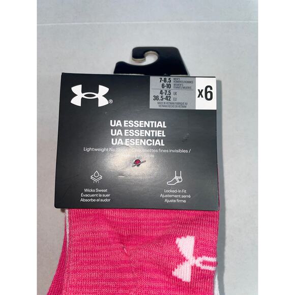 UNDER ARMOUR WOMENS 6 PAIR PINKs LIGHTWEIGHT NO SHOW SOCKS NEW - Picture 2 of 6